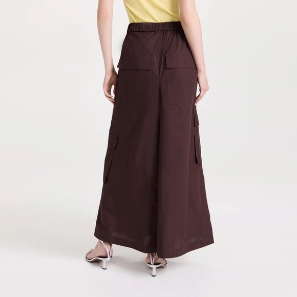 Tibi Vintage Cotton Pull On Cargo Godet Skirt in Brown, size 0 - Picture 6 of 12